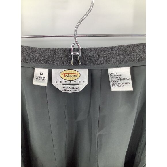 Talbots Petites Skirt Women's Gray Size 12 Wool Blend A-Line Lined Office - Picture 4 of 4
